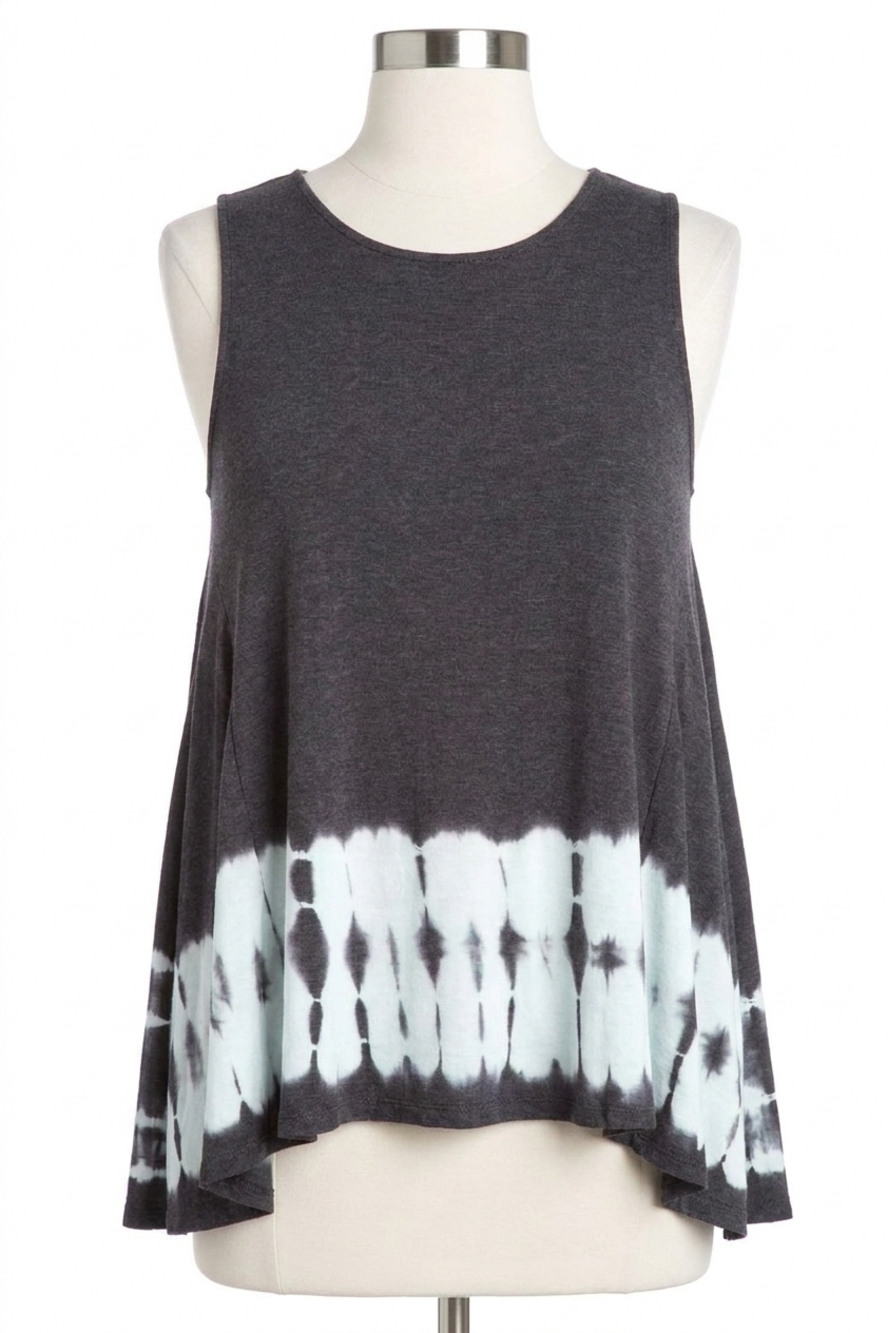 NEW SHE + SKY tie dye sleeveless tank - plus in charcoal